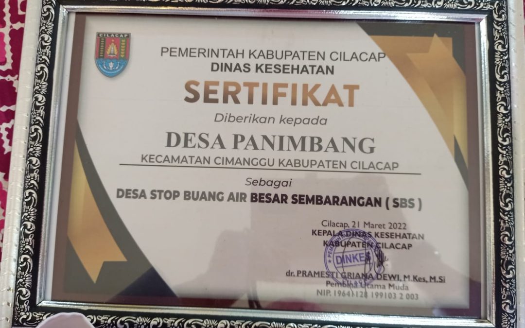 Penerimaan Sertifikat Open Defecation Free (ODF)/Tidak Boleh BAB Sembarangan dari Dinas Kesehatan Kabupaten Cilacap