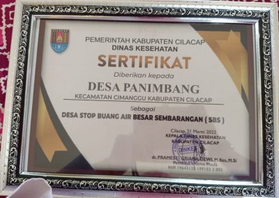Penerimaan Sertifikat Open Defecation Free (ODF)/Tidak Boleh BAB Sembarangan dari Dinas Kesehatan Kabupaten Cilacap