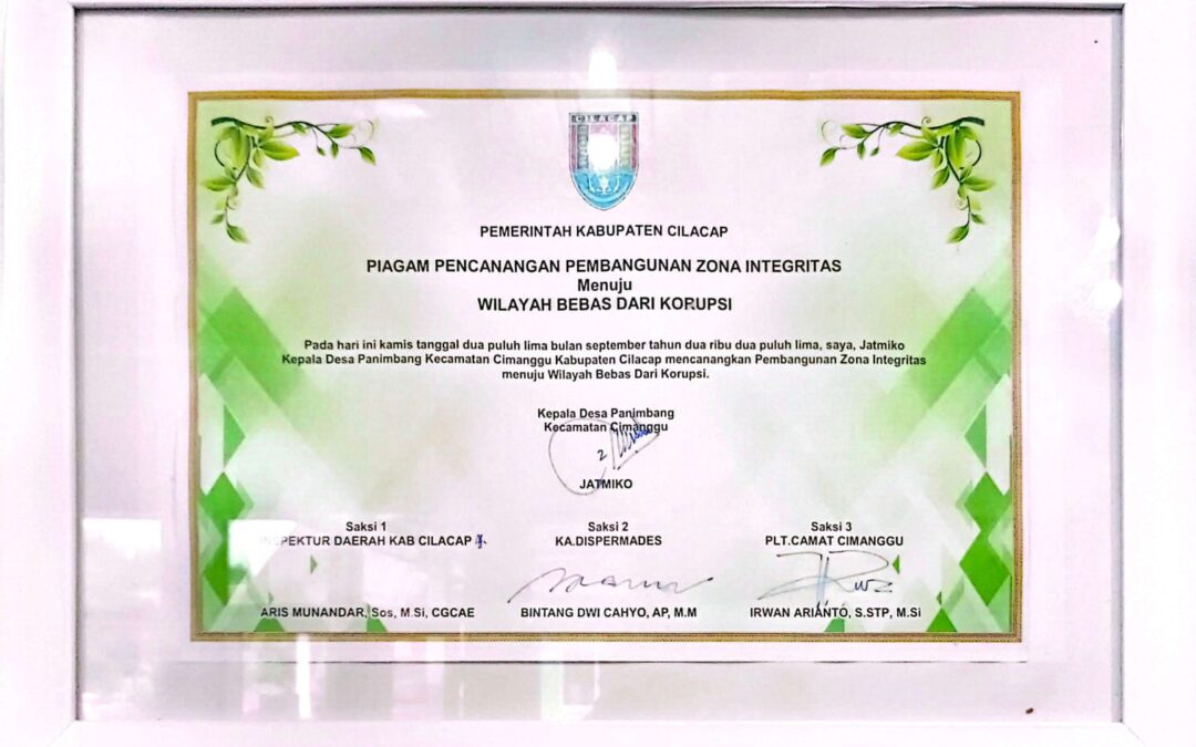 PIAGAM PENCANANGAN PEMBANGUNAN ZONA INTEGRITAS MENUJU WILAYAH BEBAS DARI KORUPSI